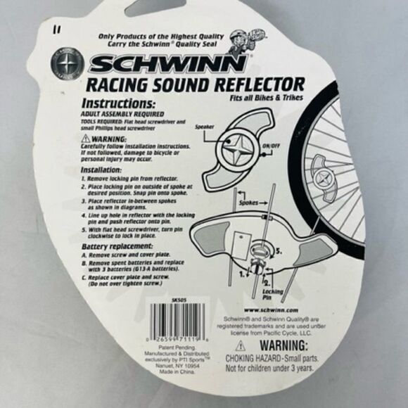 Schwinn Bicycle Racing Sound Reflector Set w/ Real Racing Sounds Bike Tricycle N - Picture 3 of 3